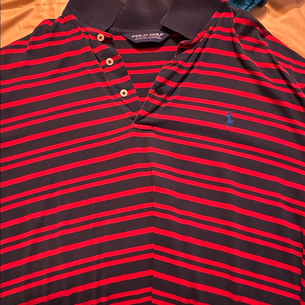 Polo Golf Red and Black Striped Polo Shirt